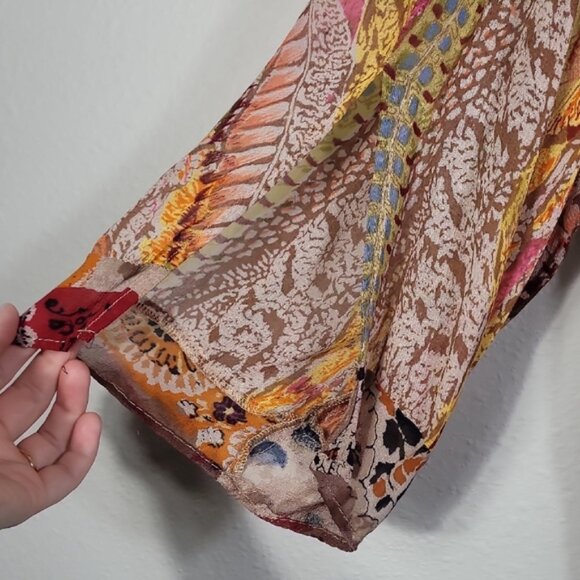 Vintage Women Sheer Floral Tunic Top Size 2X Boho Fairy Kimono VNeck Ethereal - Picture 4 of 12